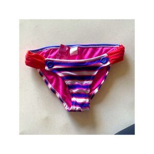 XHILARATION Women's Multi Color Striped Button Detail Bikini Swimwear Bottom XL